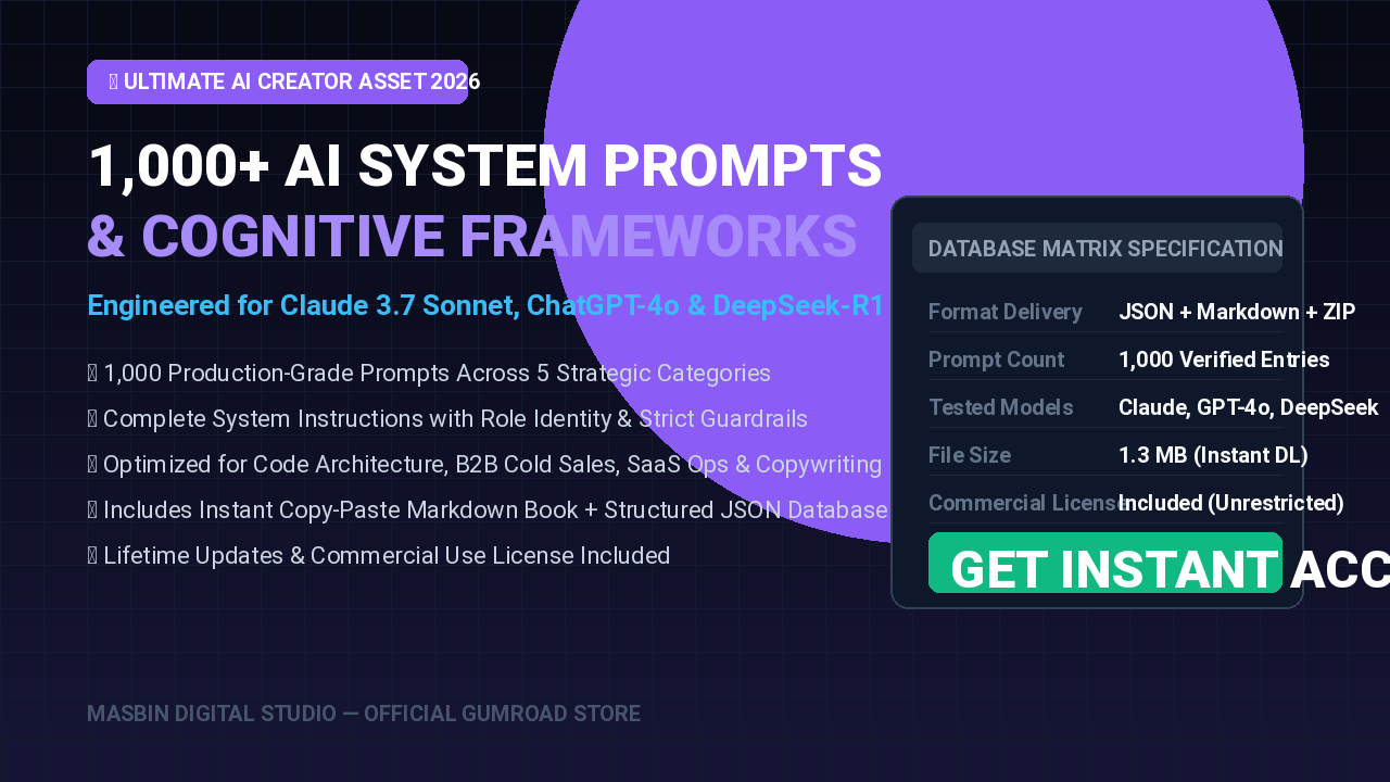 1,000+ AI System Prompts & Cognitive Frameworks Vault